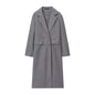 Women's Burgundy Double-Breasted Wool-Blend Coat - Long Sleeve Lapel Jacket, Autumn Winter Outerwear
