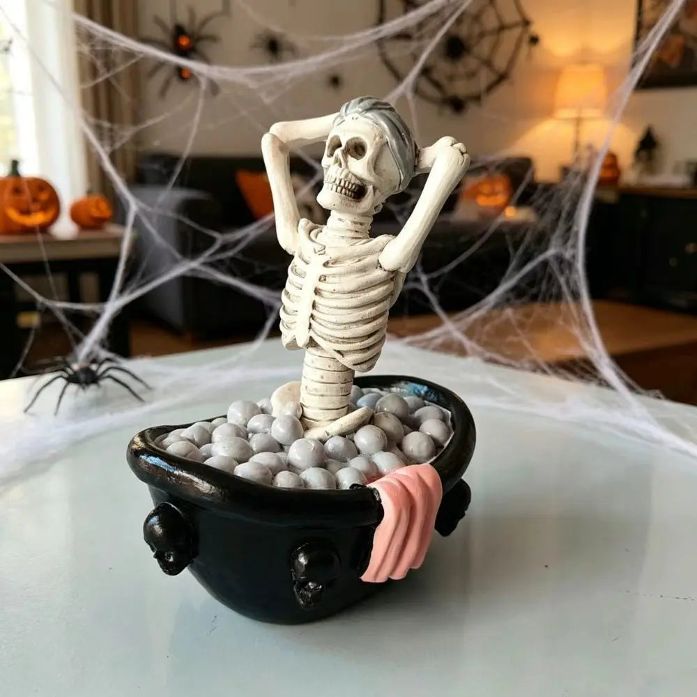 Resin Bath Skeleton Ornament, Multicolor Halloween Decor