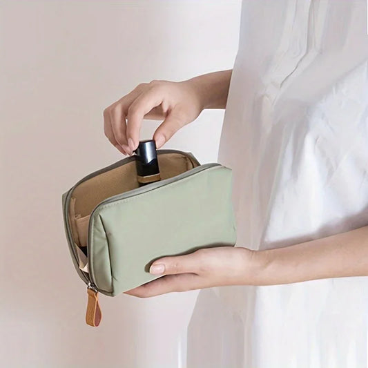 Small Solid Color Portable Makeup Bag - Waterproof Travel Cosmetic Pouch Organizer