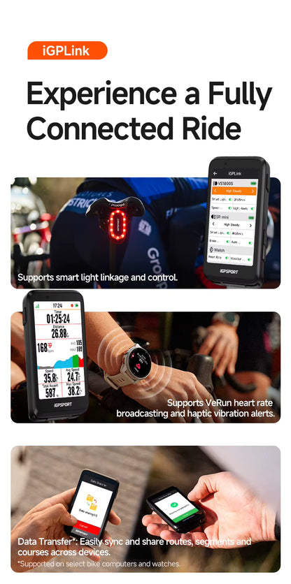 iGPSPORT BiNavi GPS Bike Computer - Touchscreen Map Navigation, 35hr Battery, IPX7, iClimb 3.0, Route Planning