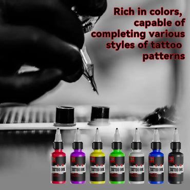 7-Pack 15ml Tattoo Ink Set - 7 Colors Body Art Pigments for Semi-Permanent Makeup & Tattooing