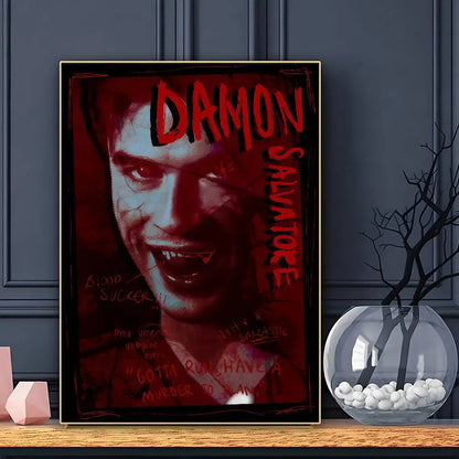 Damon Salvatore The Vampire Diaries Poster Sticky Wall Art Printing Waterproof Home Living Bed Room Bar Aesthetic Decor