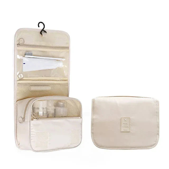 Waterproof Travel Makeup Bag with Hanging Hook – Toiletry & Cosmetic Organizer for Women
