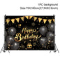 Gold Glitter Happy Birthday Party Backdrop For Photo Black  Happy Birthday Adult Theme Party Decoration Supplies DIY Backdrops