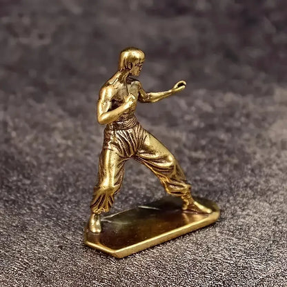 Brass Kung Fu Martial Artist Statue, Multi-Functional Room Decor, Movie Themed Collection Indoor Scene Decoration for Christmas