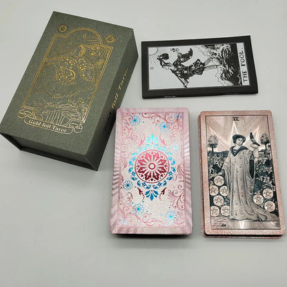 The New Knight Laser Gold Foil Tarot Board Game Set Hot Stamping Luxury PVC Waterproof Wear-resistant Divination Cards