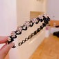 Pearl Rhinestone Non-Slip Elastic Flower Headband for Girls & Women