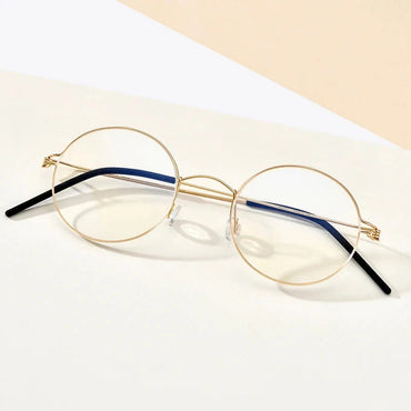 FONEX Screwless Round Eyeglasses – Titanium Alloy Frame for Men & Women