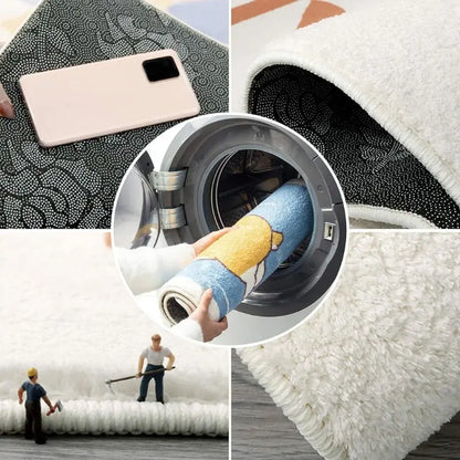 VIKAMA Floral Faux Cashmere Carpet, Living Room Entrance Foyer Door Mat, Bedroom Decoration, Home Bathroom Floor Mat