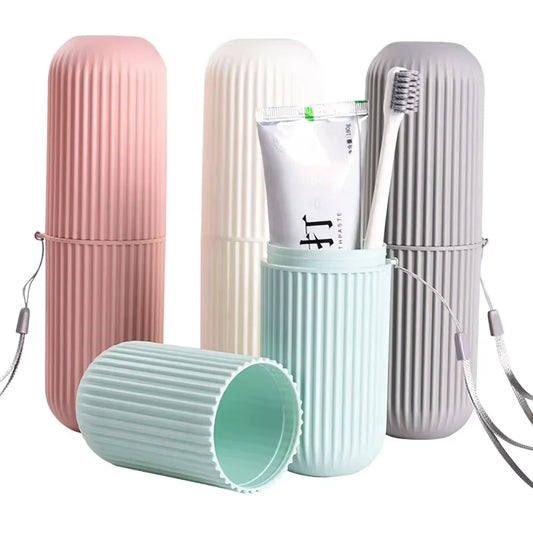 Portable Toothbrush Travel Cup and Toothpaste Holder Case – Bathroom Storage Organizer