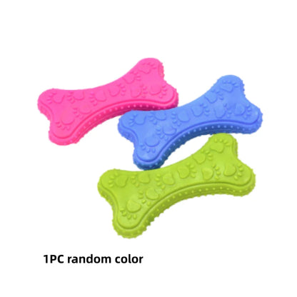 Durable Rubber Bone Chew Toy for Small Dogs - Bite-Resistant Teeth-Cleaning Training Toy