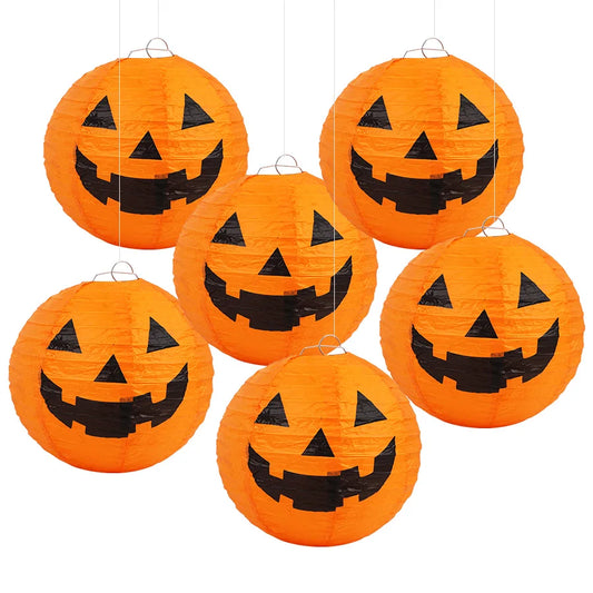 Halloween Pumpkin Paper Lanterns – Hanging Paperboard Lantern Ornaments for Home, Outdoor & Party Decor – 1, 3 or 5 Pack