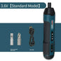 3.6V Mini Cordless Electric Screwdriver — Torque Adjustable Straight Handle, 6.35mm (1/4") Hex Chuck, 1300mAh Lithium Battery