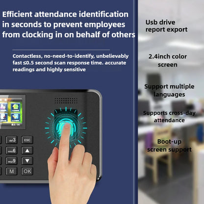 Biometric Fingerprint Time and Attendance Recorder - Employee Clock In/Out System