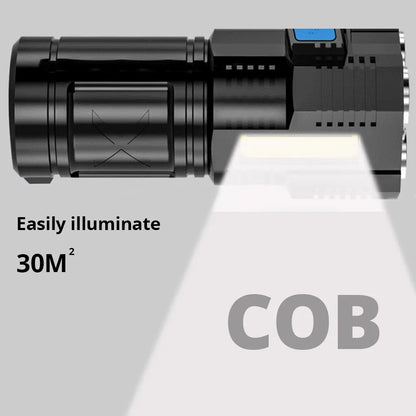 Rechargeable 1000 Lumen LED Flashlight with COB Side Light — 4 Modes