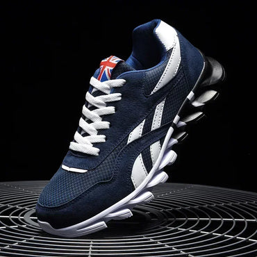 Men's Breathable Running Sneakers, Cushioned Thick Sole, Wear-Resistant Outdoor Fitness Shoes
