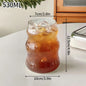 Wave Ripple Glass Tumbler - Transparent Iced Coffee & Milk Tea Cup, 280 ml (9.5 fl oz) & 530 ml (18 fl oz)