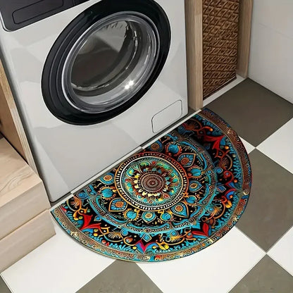 VIKAMA Bohemian Semi-Circular Carpet, Indoor And Outdoor Entrance Mat, Bathroom Door Mat, Soft And Anti-Slip Home Decoration.