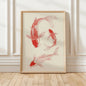 Japanese Red Koi Fish Canvas Wall Art Minimalist Poster