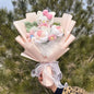 Kawaii Cat Plush Bouquet with Artificial Flowers — Cute Plush Doll Gift for Her, Valentine, Birthday, Graduation