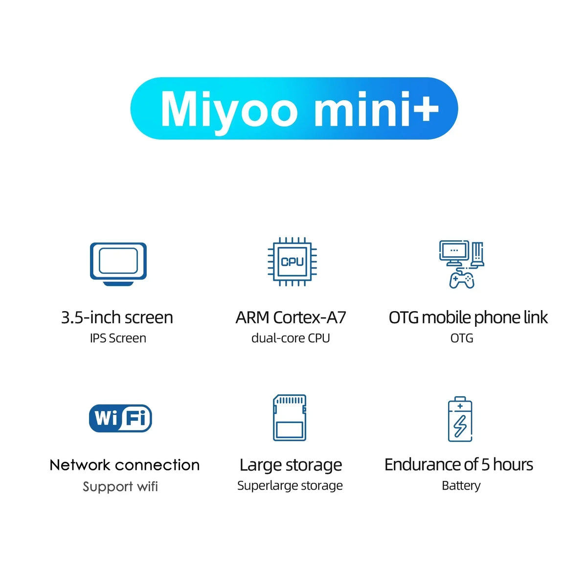 MIYOO Mini Plus V2 Portable Retro Handheld Game Console - 3.5" IPS, Linux, Wi-Fi, 15,000+ Games, 4 Colors