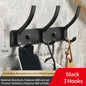 6-Peg Folding Wall Hooks – Aluminum Nail-Mount Towel & Coat Rack, Black/White