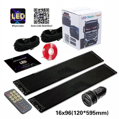 RGB LED Matrix Panel for Car & Truck — Programmable Bluetooth App-Controlled Scrolling Display (16x32, 16x64, 20x64, 16x96)