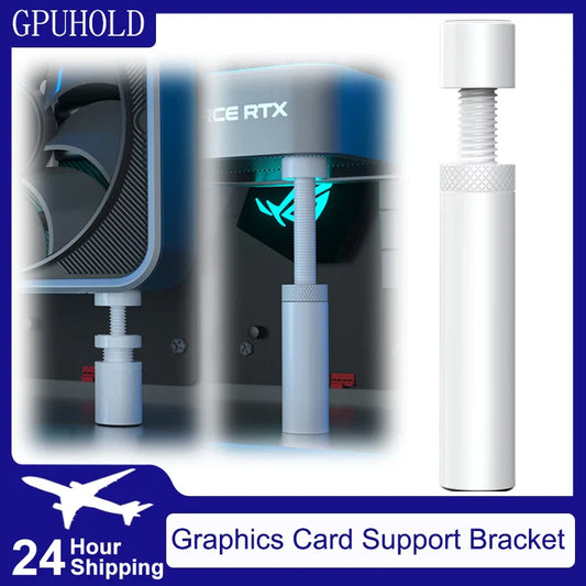 Adjustable GPU Support Bracket 27–120mm (1.06–4.72 in) White Aluminum Graphics Card Anti-Sag Holder