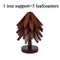 Tree-Shaped Wooden Trivet Set – 4 Foldable Trivets + Stand | Natural Wood Hot Pads for Pots, Teapots & Bowls