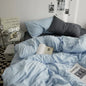 Washed Cotton Solid 4-Piece Bedding Set – 1.5 m (5 ft / 60 in) & 1.8 m (6 ft / 72 in) Duvet Cover, Fitted Sheet & Envelope Pillowcases