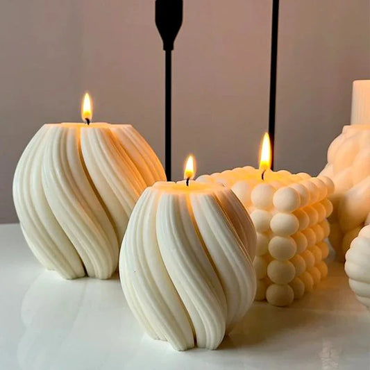 3D Geometric Wave Silicone Candle Mold - Rotating Pillar DIY Soap & Resin Craft, 8.7 x 8.5 x 8.5 cm (3.4 x 3.3 x 3.3 in)