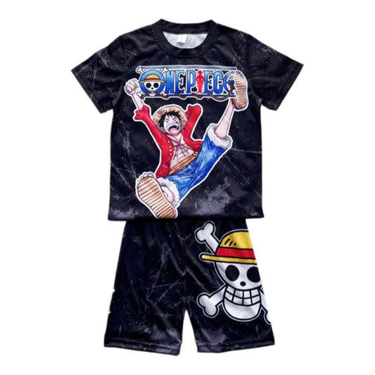 New One Piece Monkey D. Luffy Kids Pajama Set Short Sleeve T-Shirt