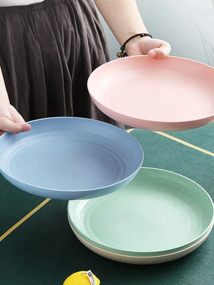 4-Pack Wheat Straw Dinner Plates – Lightweight Unbreakable Reusable, Microwave & Dishwasher Safe