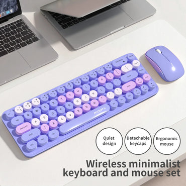 MOFii Idol Wireless Keyboard Mouse Combo, Macaron Gradient, Quiet Compact Portable Set for Laptop/Desktop Office