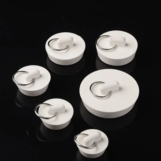 Universal Rubber Sink & Bathtub Drain Stopper Plug — Leakproof Floor Drain Strainer, White