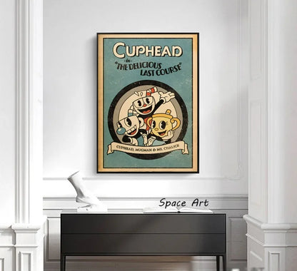 Classic Retro Wall Art Game Anime Cuphead Cartoon Characters HD Canvas Printed Poster Home Living Room Bedroom Decoration
