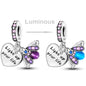 925 Sterling Silver Pink Butterfly & Luminous Firefly Charm – Dangle Bead for Bracelet or Necklace | Elegant DIY Jewelry Gift for Women