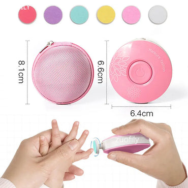 6-Piece Baby Nail Trimmer & Manicure Kit Electric Nail Polisher Clippers Scissors with Storage Bag