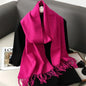 62-Color Winter Cashmere Scarf – Warm Tassel Pashmina Wrap for Women