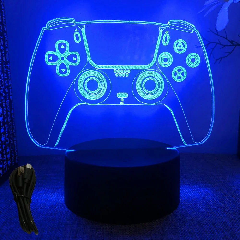 3D LED Neon Gamer Lamp - RGB Acrylic Night Light with Remote & Touch for Kids & Gaming Room