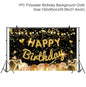 Gold Glitter Happy Birthday Party Backdrop For Photo Black  Happy Birthday Adult Theme Party Decoration Supplies DIY Backdrops