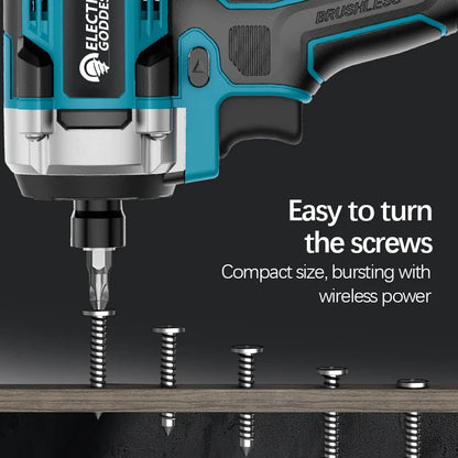 Brushless Cordless Impact Screwdriver, Rechargeable Multifunctional 18V Battery Compatible Power Tool