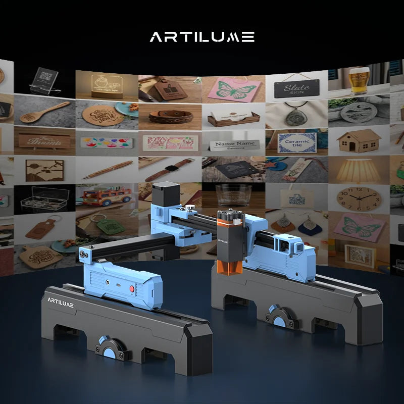 Artilume D2 Mini Laser Engraver - Foldable Portable, 0.01mm Accuracy, 200x150mm, LightBurn/GRBL, Wood Leather Metal