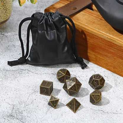 7PCS Metal Polyhedral DND Dice Bronze DND Game Dice for RPG Dungeons and Dragons DND RPG MTG D20 D12 D10 D8 D6 D4 Table Game
