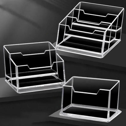 1pc Transparent Desktop Acrylic Shelf Storage Box – Display Stand & Business Card Holder