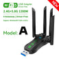 Dual-Band 1200Mbps USB 3.0 WiFi Adapter with 4 Antennas — 2.4/5GHz Wireless Dongle for PC & Laptop (Windows Compatible)