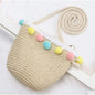 Kids Mini Woven Natural Straw Crossbody Bag for Girls Cute Shoulder Purse