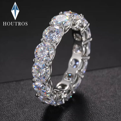 5mm D Color Moissanite Row Ring 925 Sterling Silver Diamond Wedding