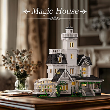 Victorian Magic House Building Set with LED Light – 1,877-Piece Block Model for Adults