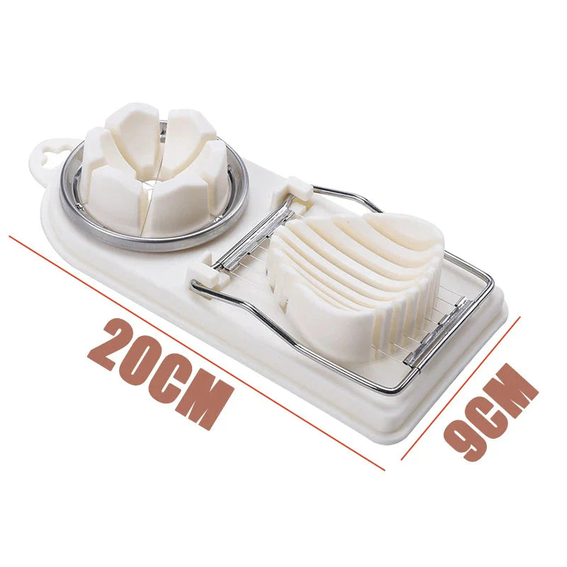 1/2PC Multi Functional Egg Cutting Artifact Stainless Steel Slicer Fancy Splitter Kitchen Divider Two in One Egg Cutter Tools